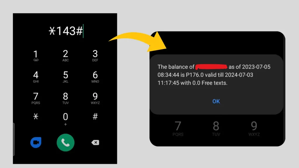 Check Balance using dial code banner